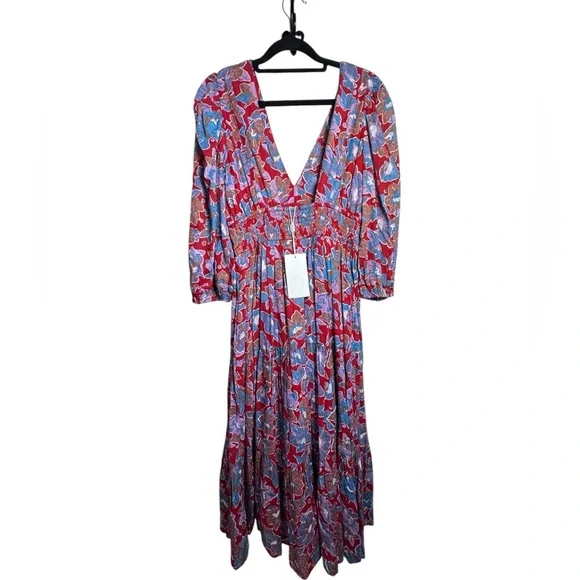 Caroline Constas Red and Blue Floral Long Sleeve Dress - Picture 6 of 8